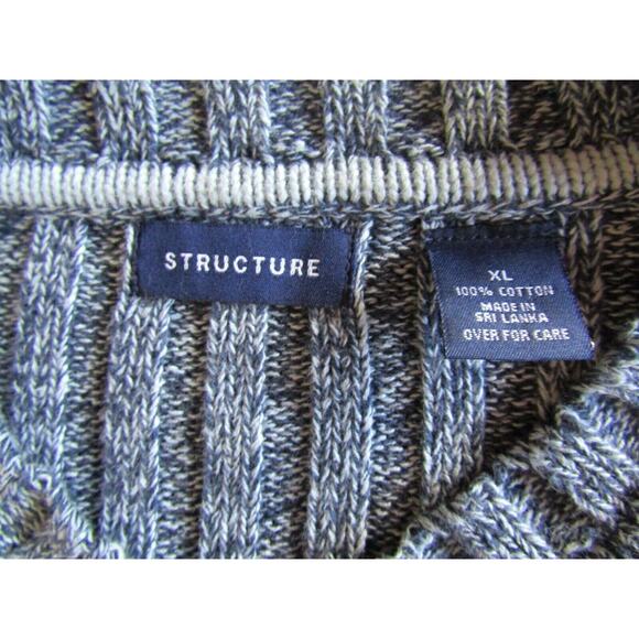Structure Women's Blue & Gray Long Sleeve V-Neck Ribbed Knit Sweater Size XL - Picture 8 of 8